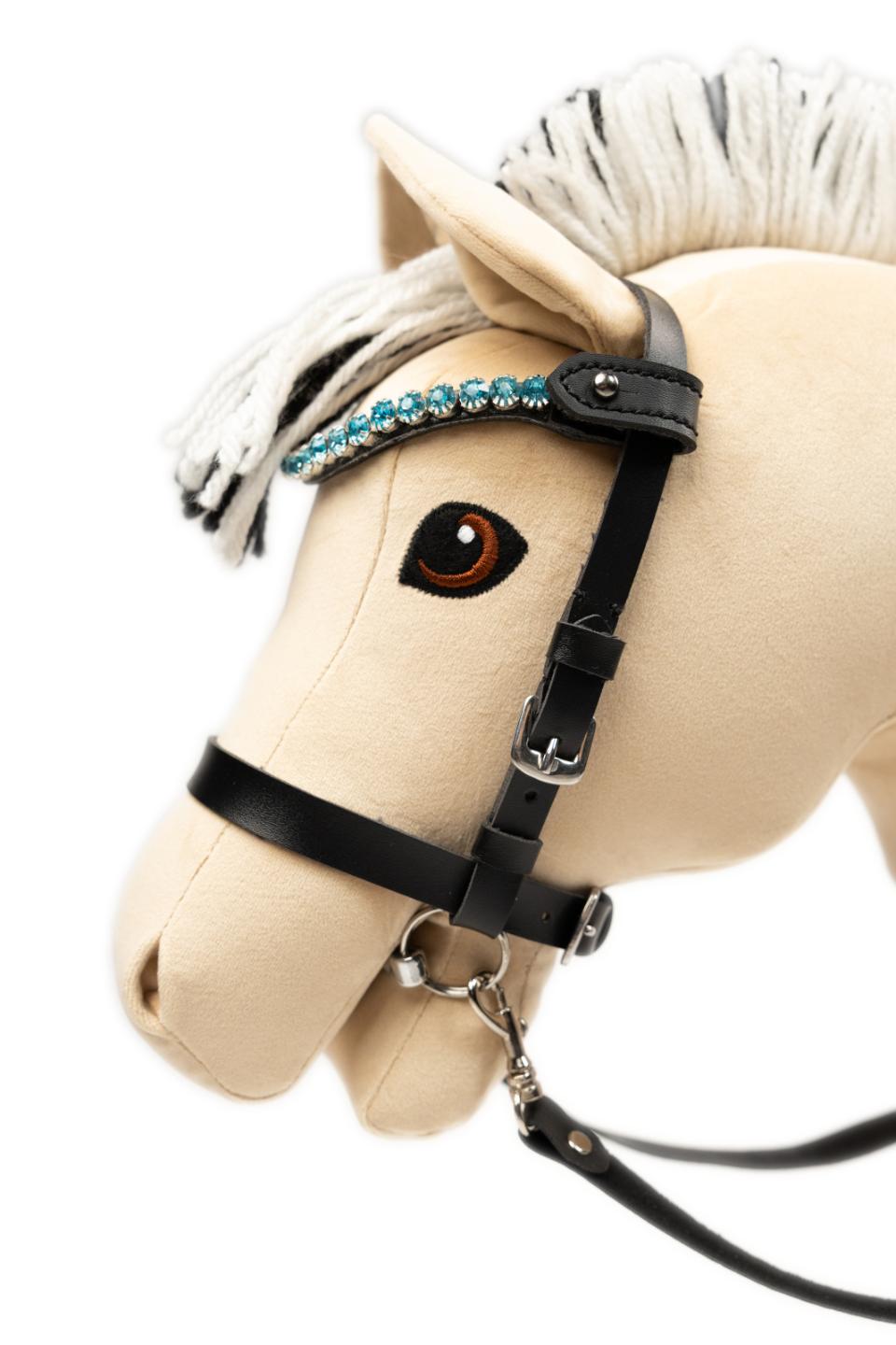 My Hobby Horse Browband, black with blue stones