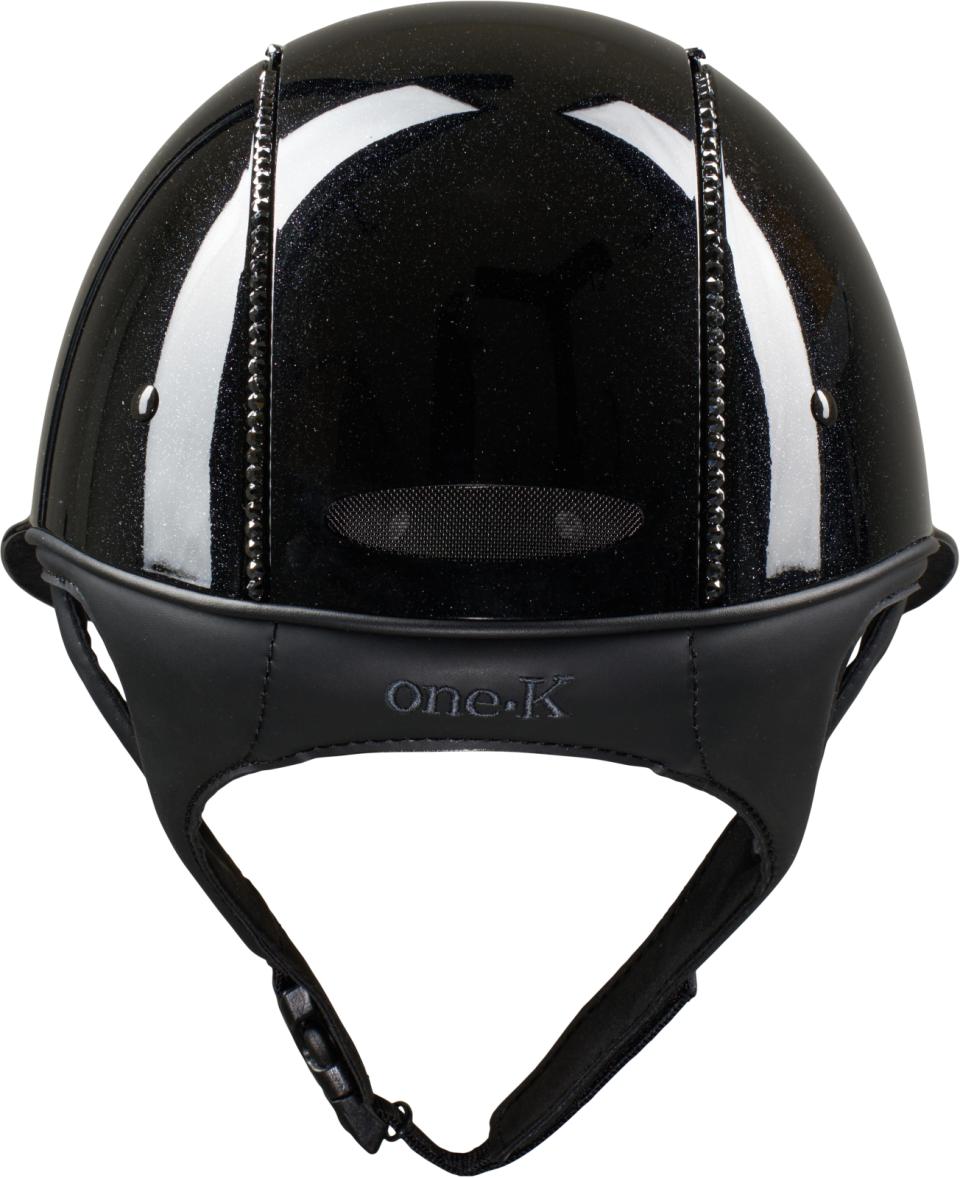 One K Avancé Lux ridhjälm - Skimmereffekt, svart swarovski pipe