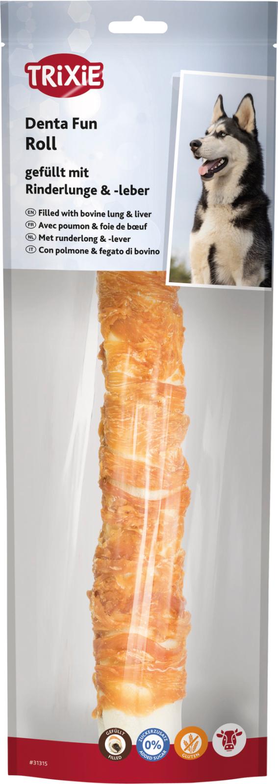 Denta Fun Filled Chicken Chewing Roll, packaged