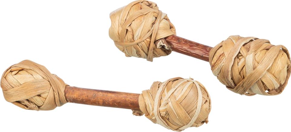 Trixie toy dumbbells in bark and grass