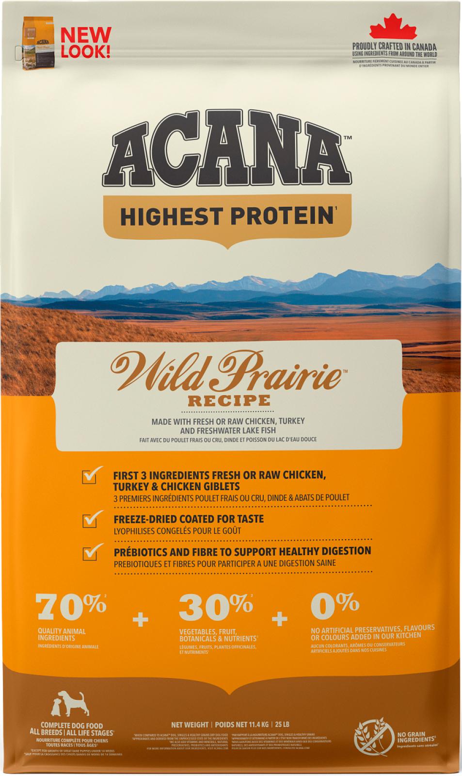 ACANA Highest Protein Dog Wild Prairie (chicken, turkey and fish)