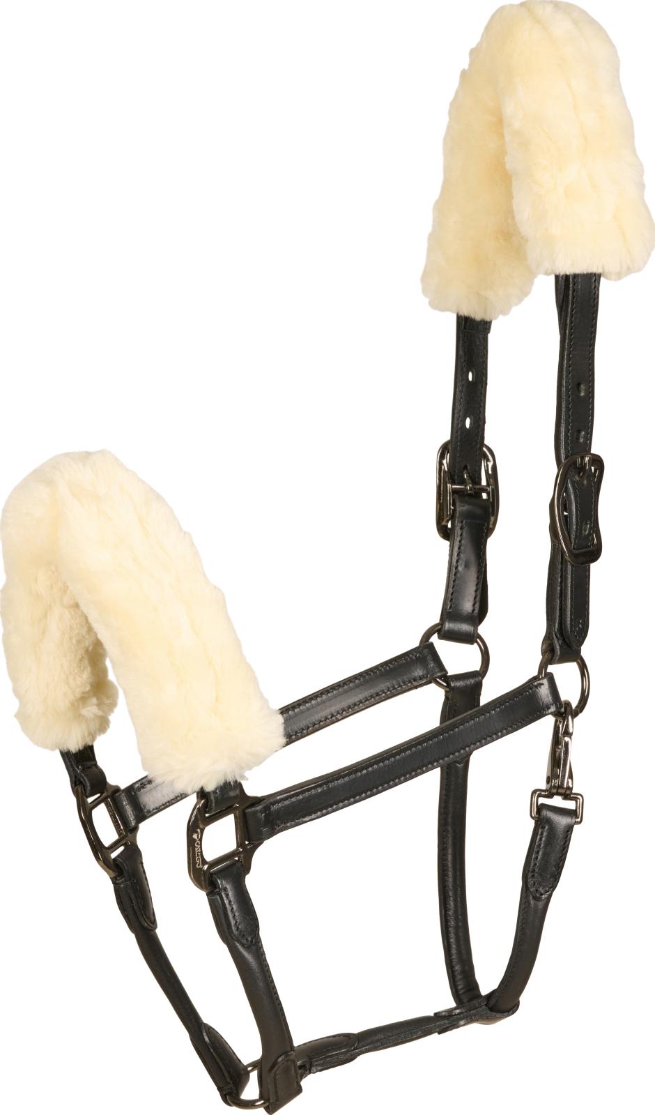 CATAGO leather halter w. faux fur