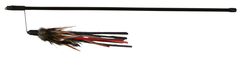 Spielangel mit Lederbändchen und Federn