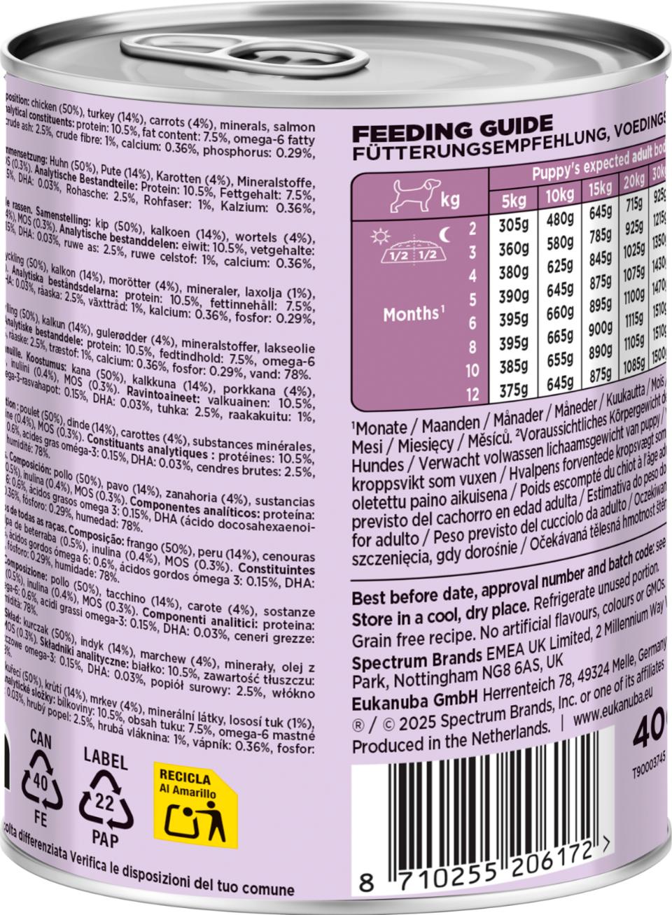 Eukanuba Puppy hundevådfoder, kalkun med gulerødder