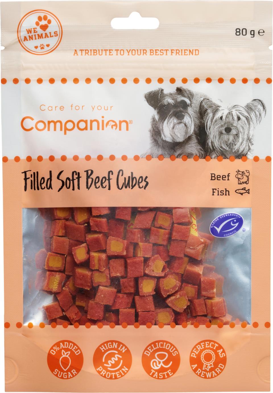 Companion Soft beef cubes (beef filled with salmon & cod)
