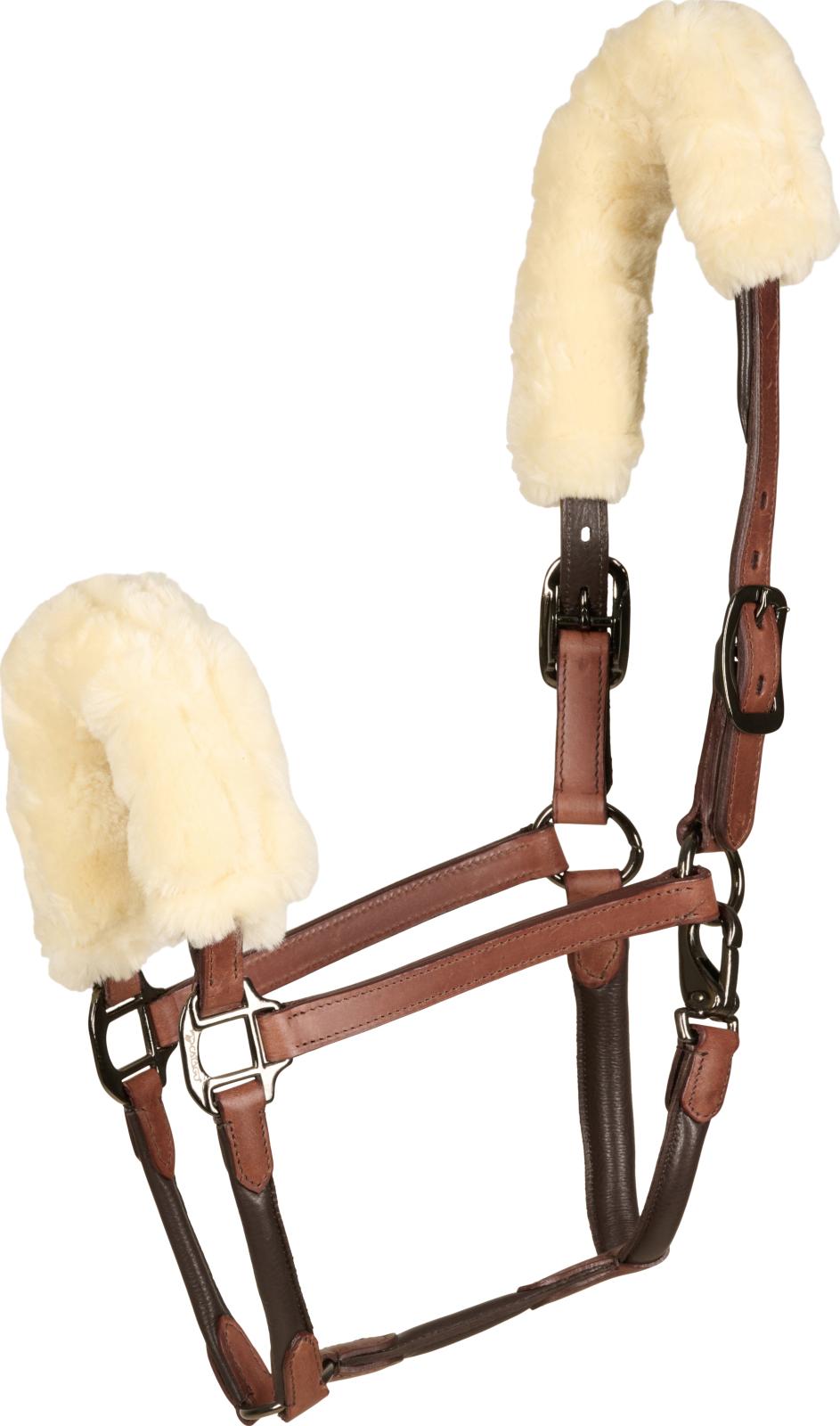 CATAGO leather halter w. faux fur