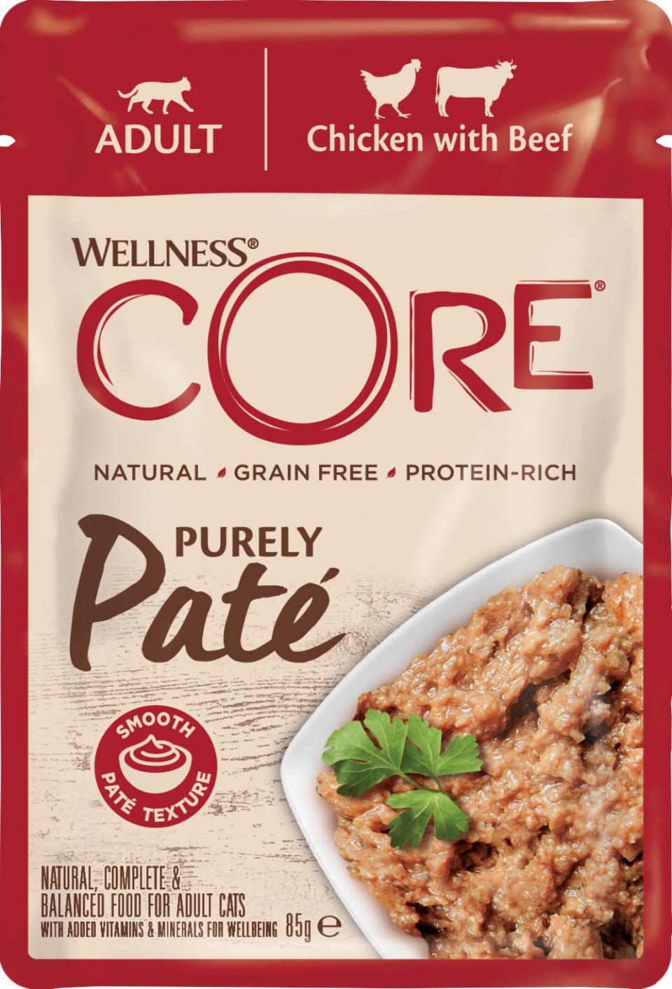 CORE Cat Purely Pastete, Huhn mit Rindfleisch