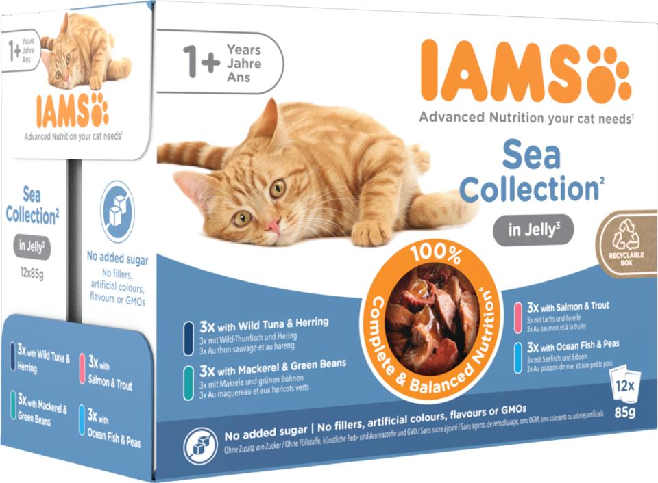IAMS CAT Adult Sea collection fisk i gele - menuboks