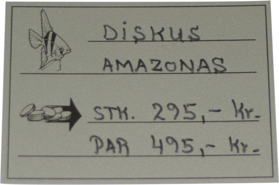 Prisskilt til akvarierreoler