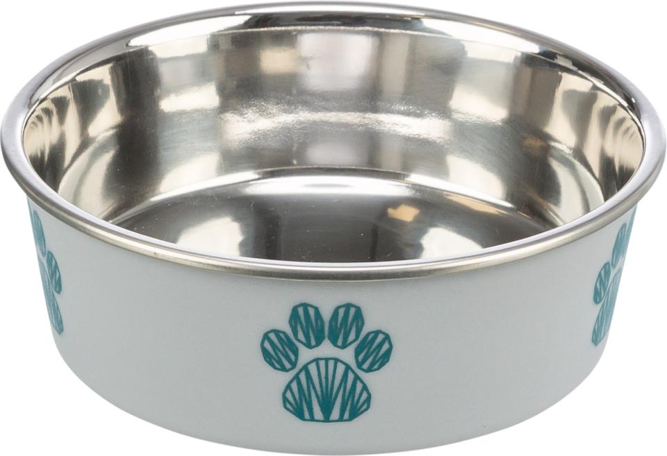 Stainless steel bowl with plastic coating