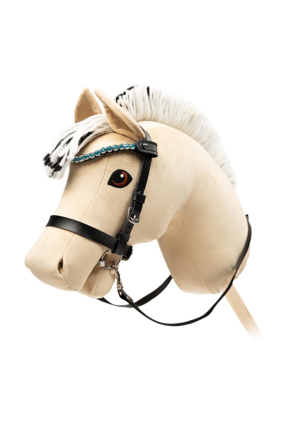 My Hobby Horse Browband, black with blue stones