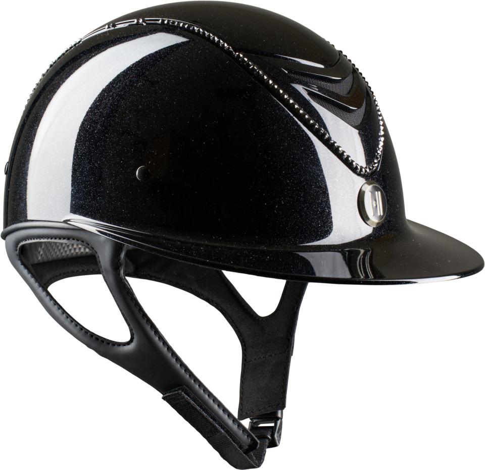 One K Avancé Lux ridhjälm - Skimmereffekt, svart swarovski pipe