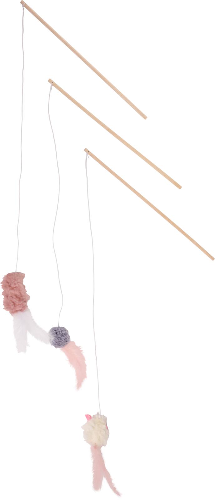 Companion cat teasing rod with plush toy and catnip - assorted