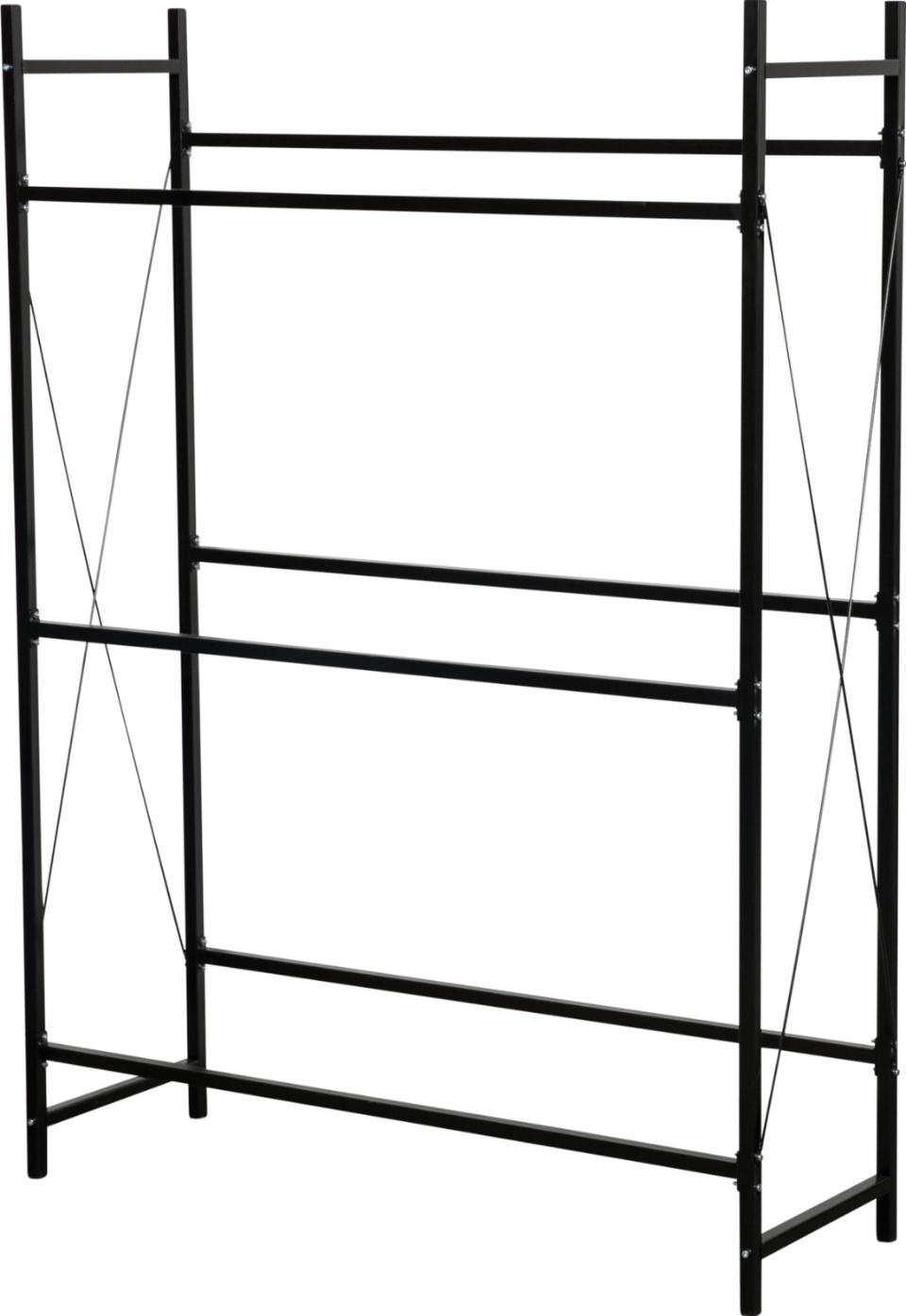 Metal shelf for wooden crates