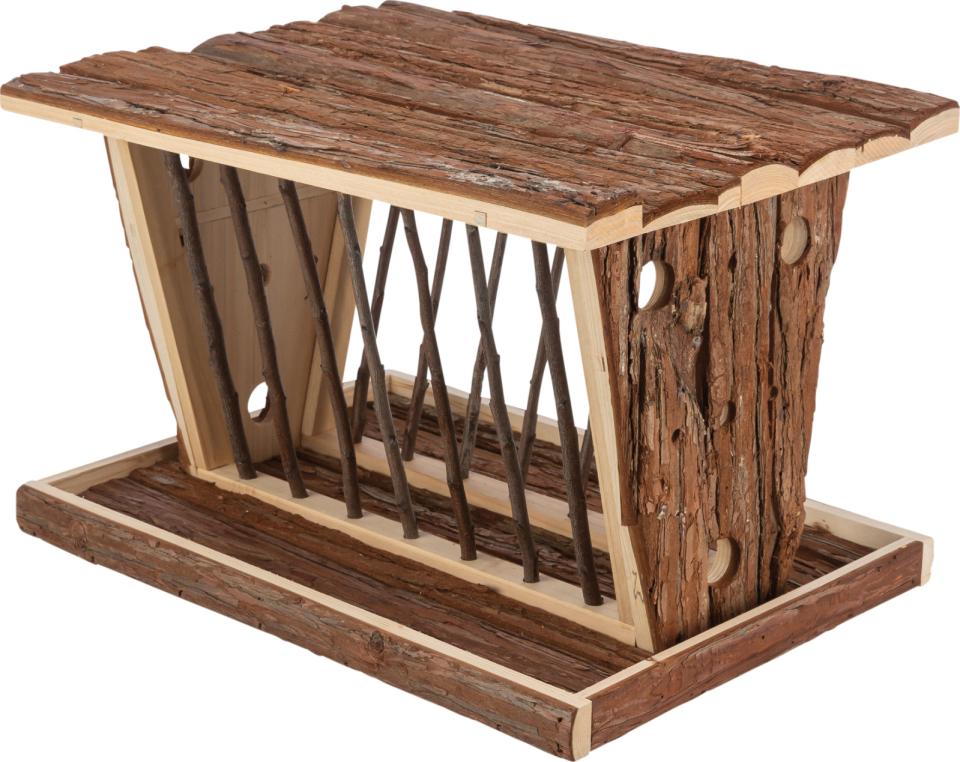 Hay manger with floor & roof, bark wood