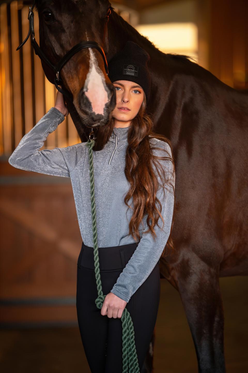 Equipage Shimmer Reithemd half-zip und lang Ärmeln