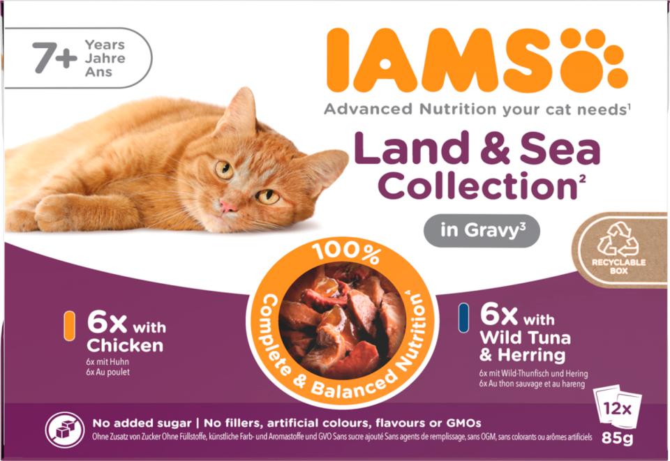 IAMS DELIGHT CAT Senior Land & Sea collection in gravy