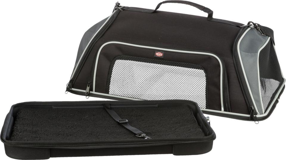 Trixie boarding airline carrier